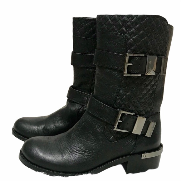 Vince Camuto black leather quilted moto bo… - Picture 2 of 12